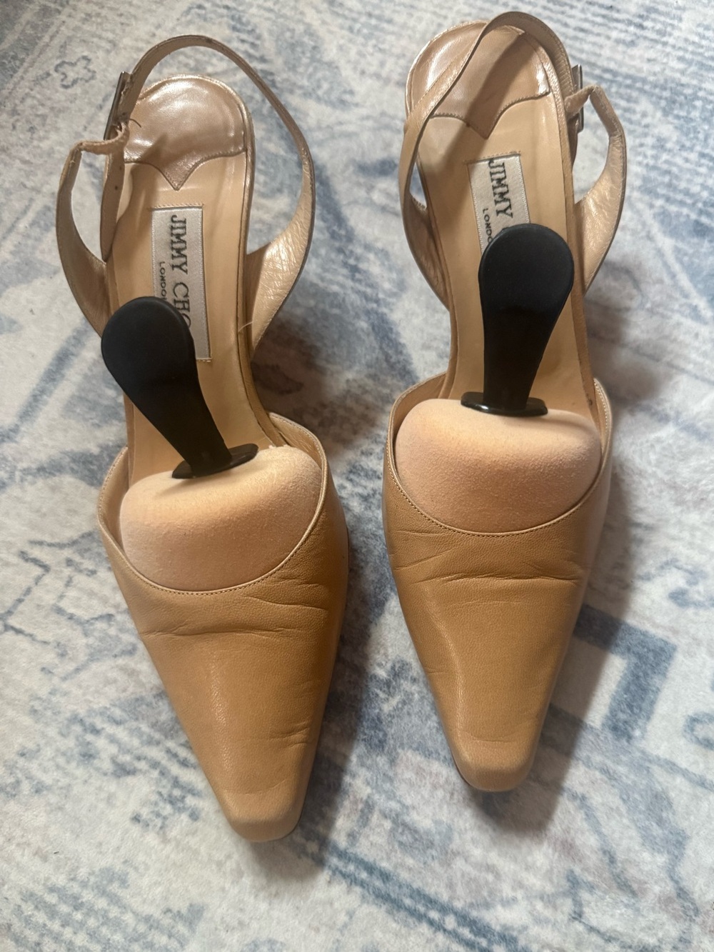 Jimmy Choo Tan Slingback Pointed Toe Pumps